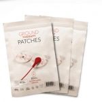 Three packages of Ground Therapy Patches, each containing 30 patches, are shown overlapping each other. The packaging is mostly white with images of the patches and red accents.