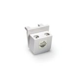 The UK Connector is a small, white, rectangular plastic device with two screw holes and an earthing connection label on the front, shown isolated on a white background.