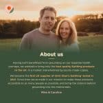 A smiling man and woman standing outdoors at sunset, representing our history as a UK supplier of earthing products, including the Earthing® Grounding Mattress Cover - Super King Size.