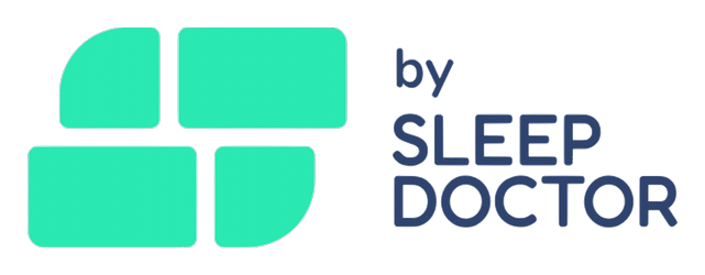 Logo for Sleep Doctor featuring a stylised green square icon made of four segments next to the text by SLEEP DOCTOR.
